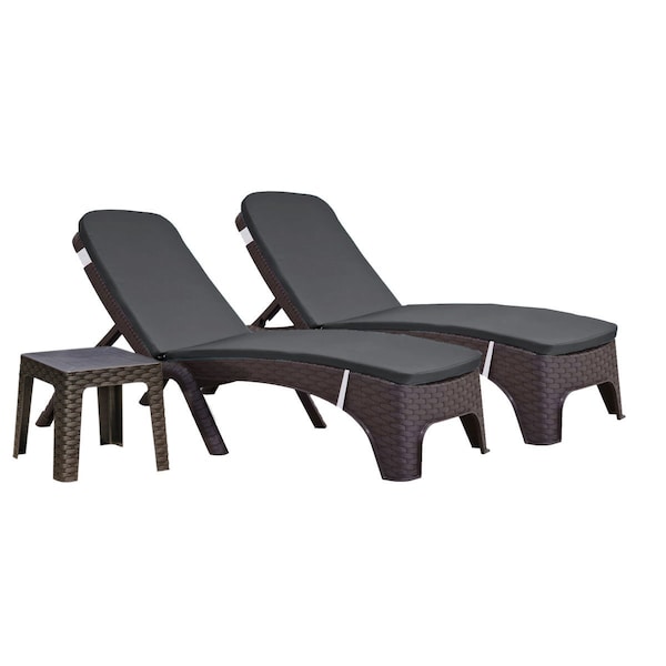 Rainbow Outdoor Roma 3-Piece Chaise Lounger Set w/cushion-Brown RBO-ROMA-BRW-3CL-CUSH - main